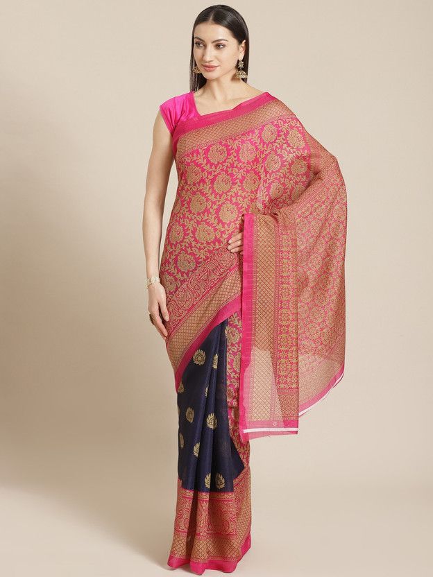 Solid/Plain Mysore Silk Blend Saree  (Pink)