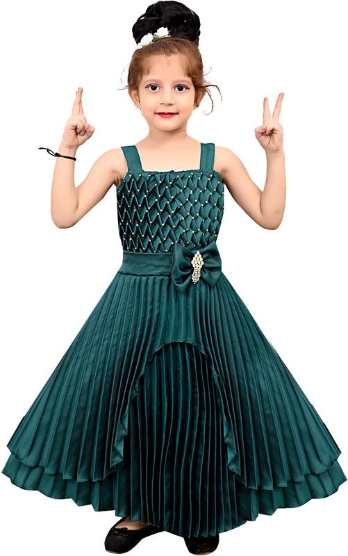 Barbie Girls Maxi/Full Length Party Dress  (Green, Sleeveless)