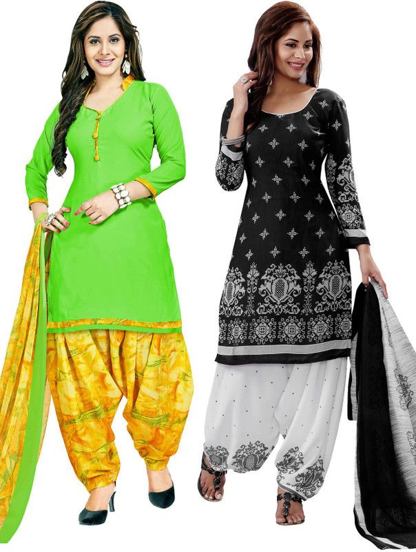 Unstitched Polycotton Salwar Suit Material Self Design, Printed