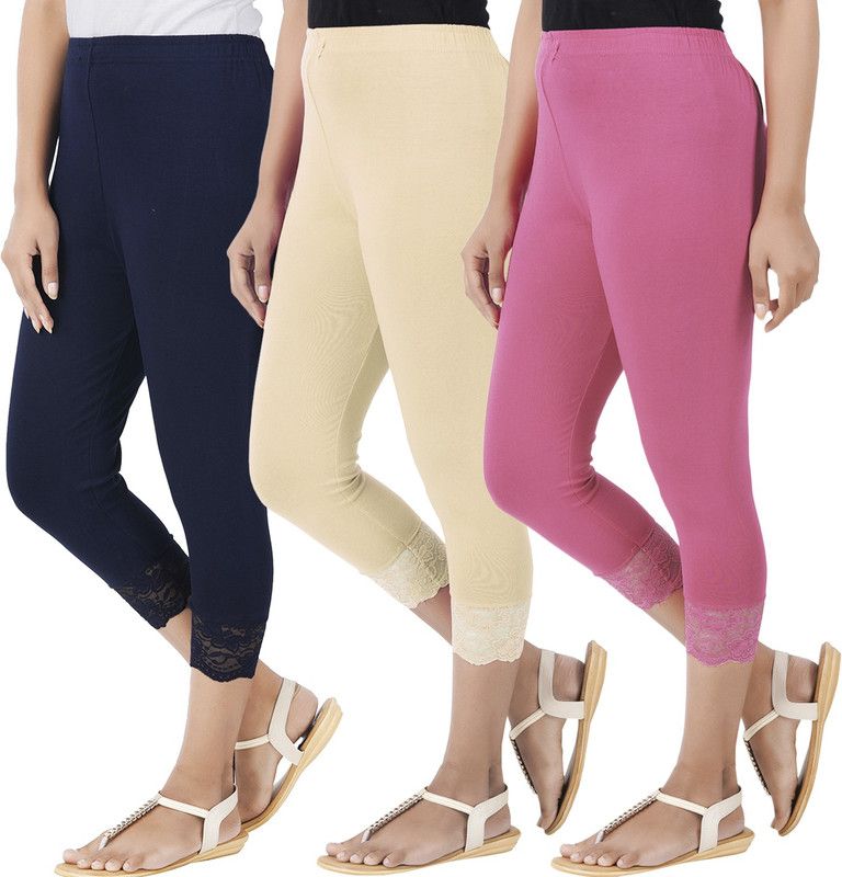 Capri Leggings Women Blue, Beige, Pink Capri