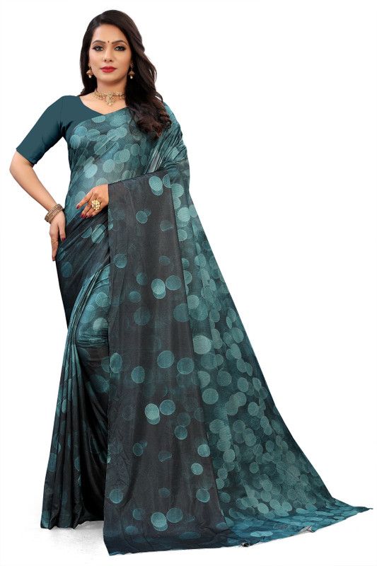 Printed Bhagalpuri Georgette Saree  (Light Blue)