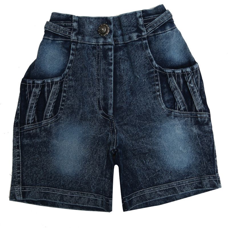 Short For Girls Party Solid Denim  (Blue, Pack of 1)