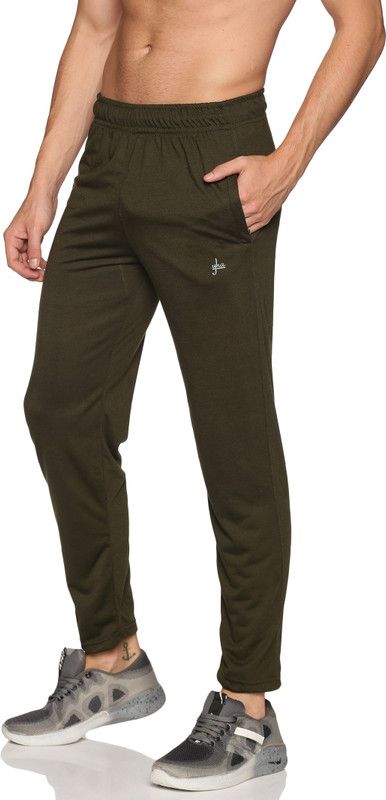 Men Solid Dark Green Track Pants
