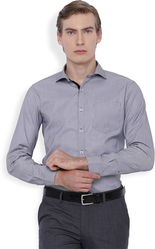 Shirt Men Slim Fit Solid Cut Away Collar Casual Shirt
