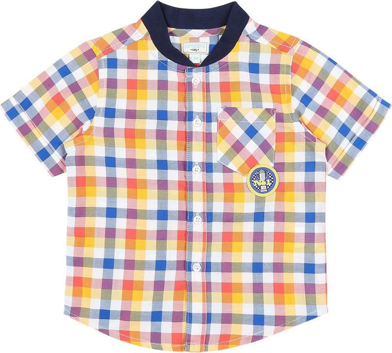 Baby Boys Regular Fit Checkered Casual Shirt