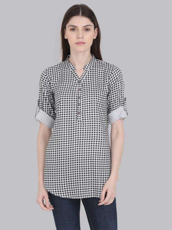 Women Checkered Viscose Rayon A-line Kurta  (Multicolor)