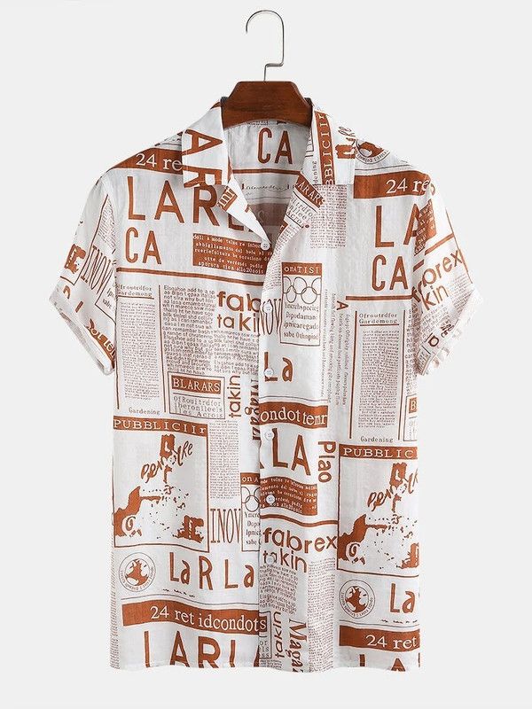 Men Slim Fit Printed Mandarin Collar Casual Shirt