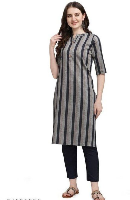 Women Self Design Kurta  (Blue)