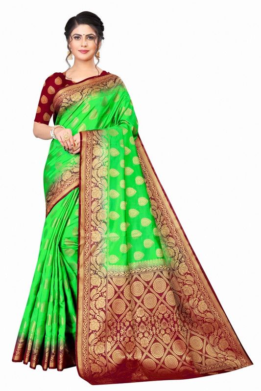Embroidered Banarasi Cotton Silk Saree  (Multicolor)