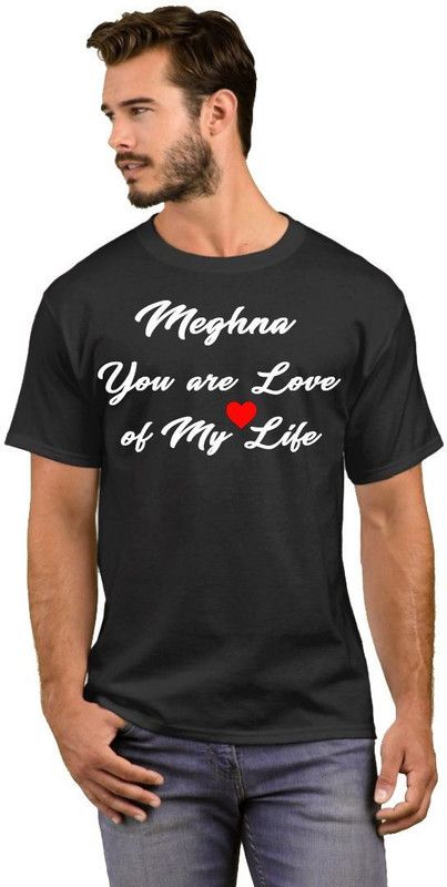 Meghna Love of My Life Men Printed Round Neck Cotton Blend White, Black T-Shirt