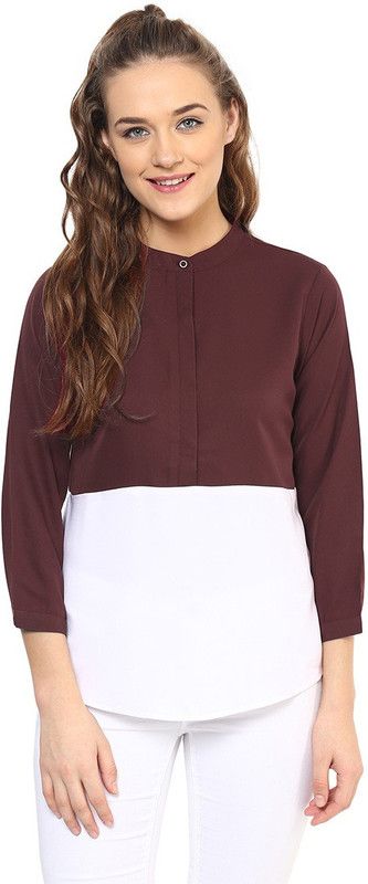 Formal Solid Women Maroon Top