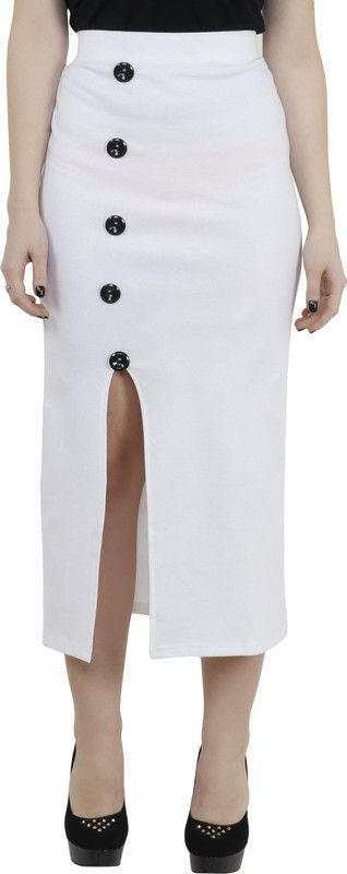 Women Colorblock A-line White Skirt