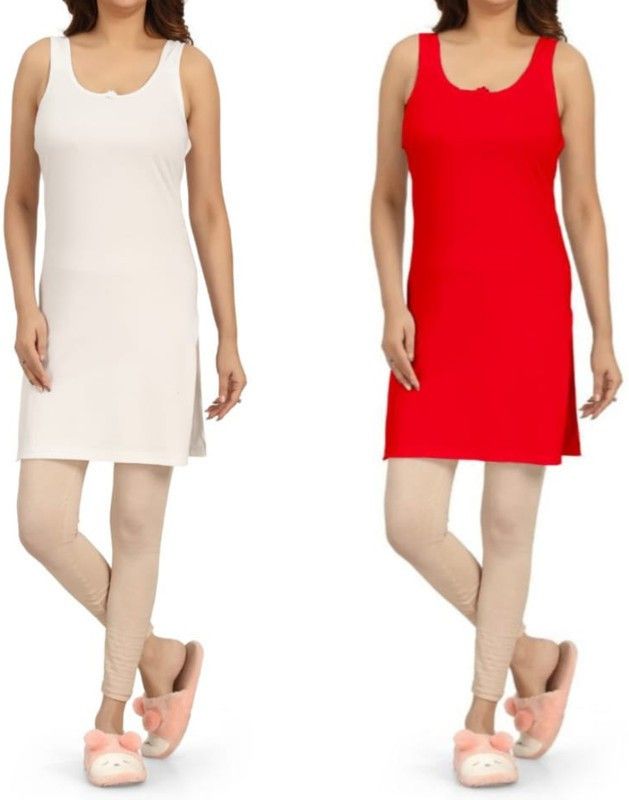 Women Solid Kurta  (White, Red)