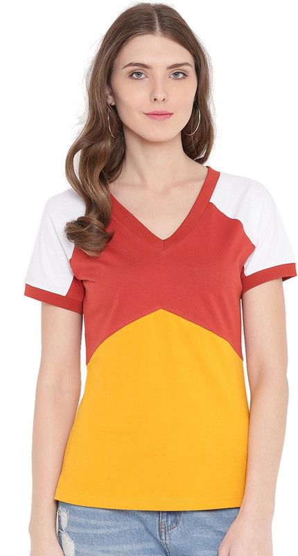 Casual Regular Sleeves Solid Women Orange, Yellow Top