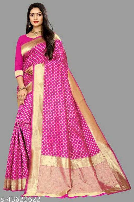 Printed Kanjivaram Muslin Saree  (Pink)