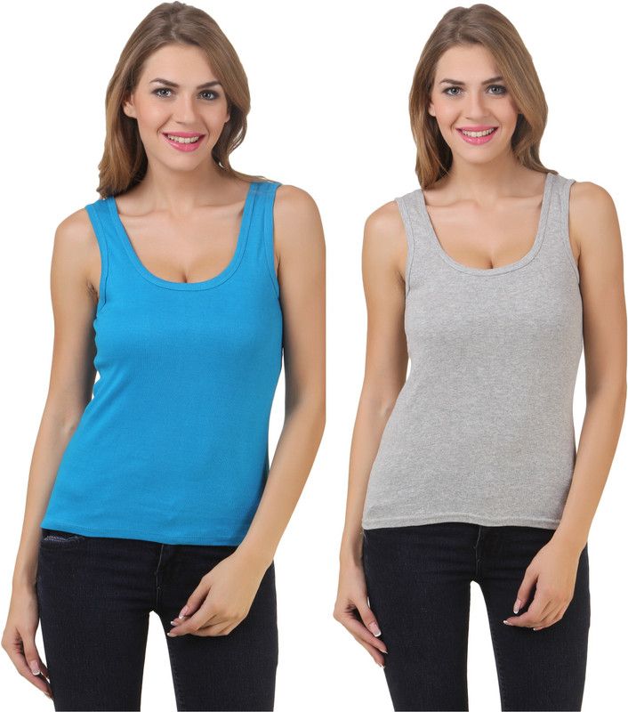 Women Light Blue, Grey Tank Top/Vest