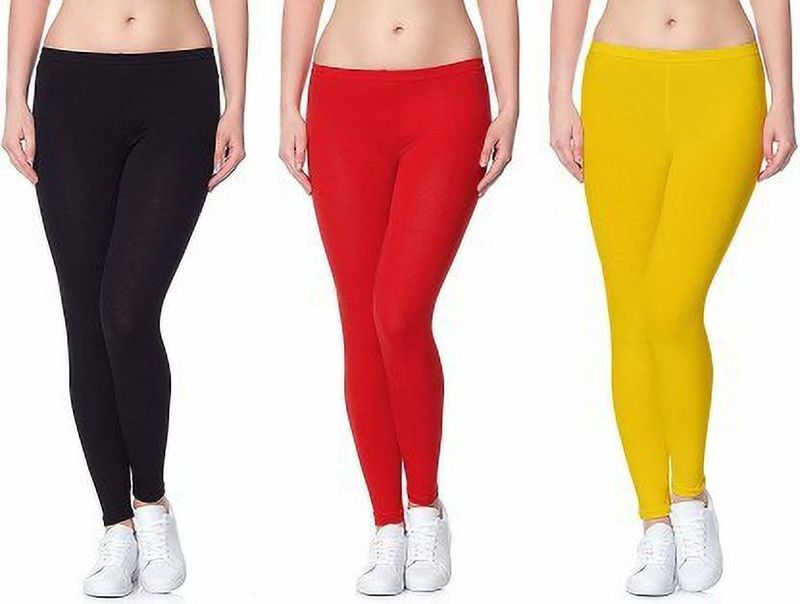 Lyra Ankle Length Ethnic Wear Legging  (Black, Red, Yellow, Solid)
