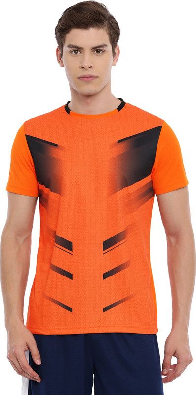Proline Active Men's Bright Orange Graphic Polyester T-shirt Men Solid Scoop Neck Pure Cotton Orange T-Shirt