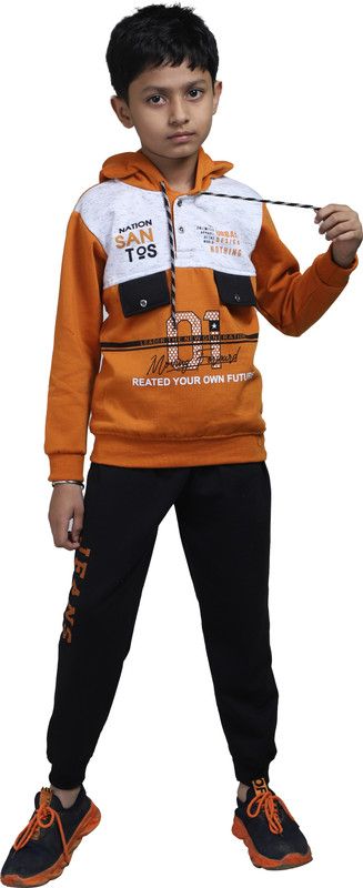 Baby Boys & Baby Girls Casual Sweatshirt Track Pants  (Orange)