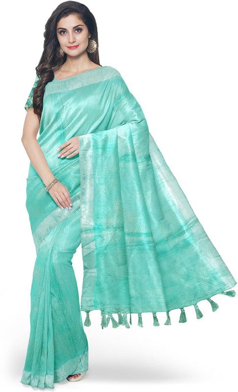 Printed Daily Wear Organza Saree  (Green)