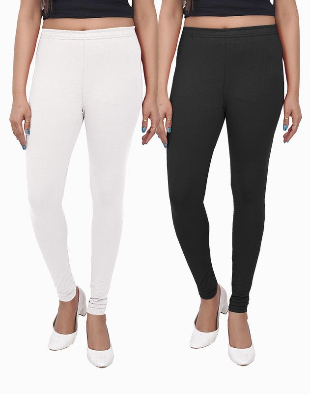 Phase of Trend Churidar Length Western Wear Legging  (Black, White, Solid)