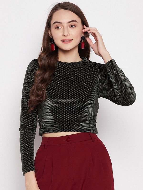 Casual Regular Sleeves Embellished Women Light Green Top