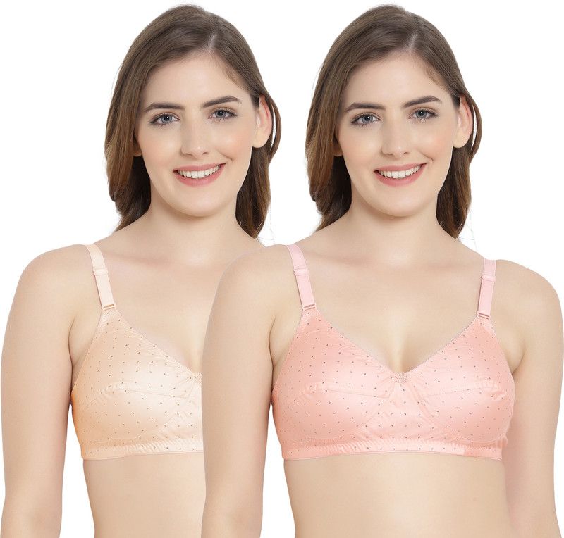 Women Full Coverage Non Padded Bra  (Beige, Pink)