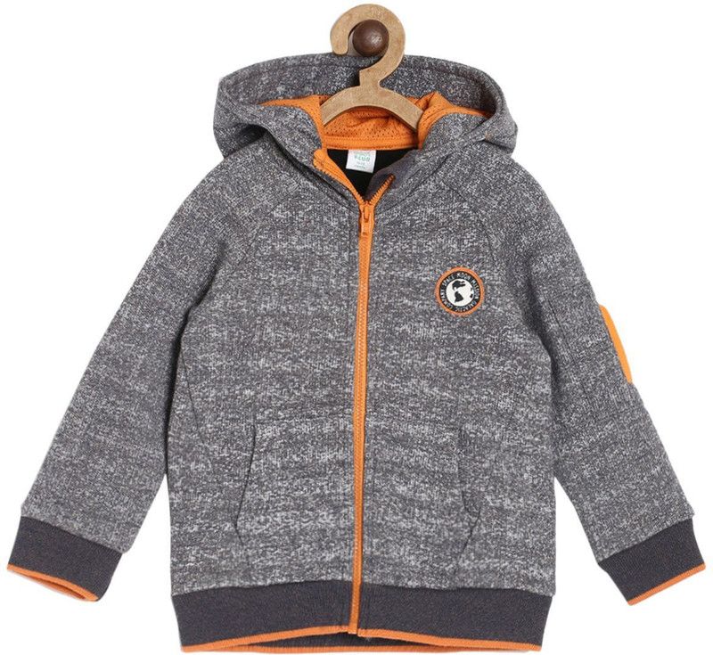 Baby Boys Full Sleeve Self Design Hooded Sweatshirt