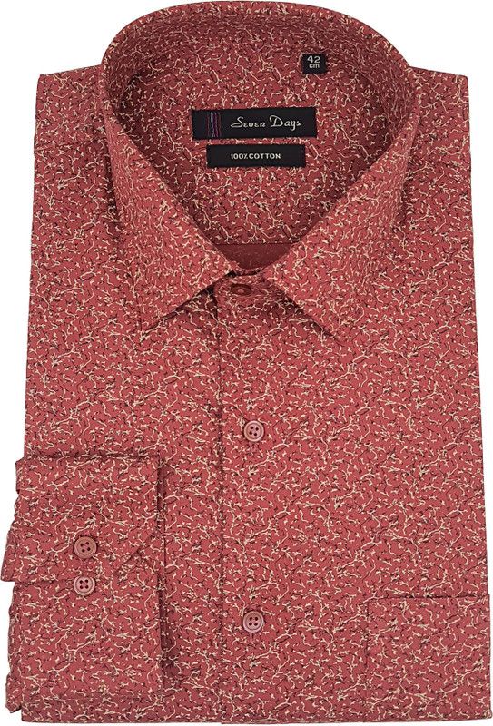 Men Printed Party Red Shirt