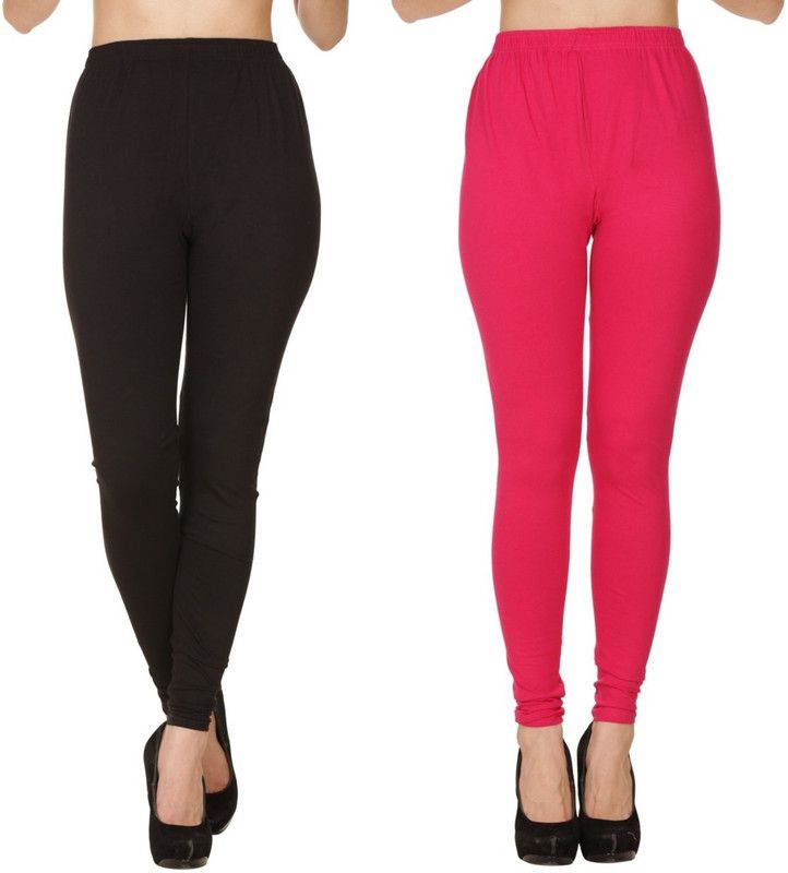 BuyNewTrend Churidar Ethnic Wear Legging  (Black, Pink, Solid)