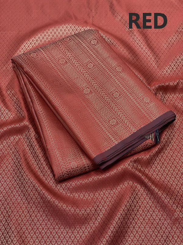 Woven Kanjivaram Silk Blend Saree  (Red)