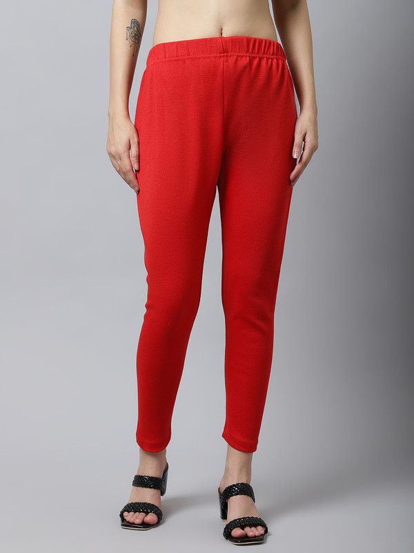 VALLES365 by S.c. Ankle Length Winter Wear Legging  (Red, Solid)