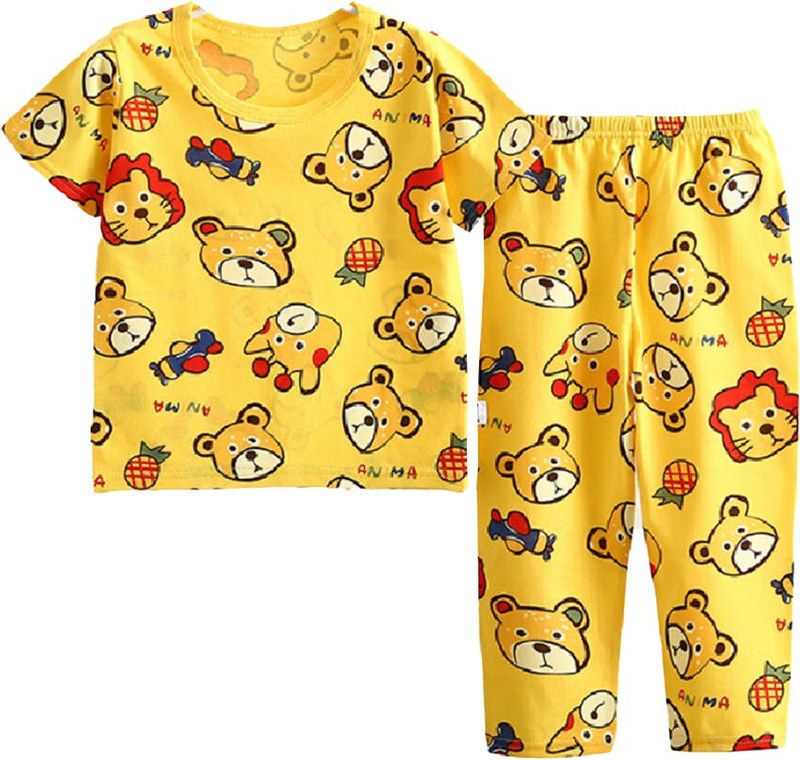 Baby Boys Casual Top Pyjama  (Yellow)