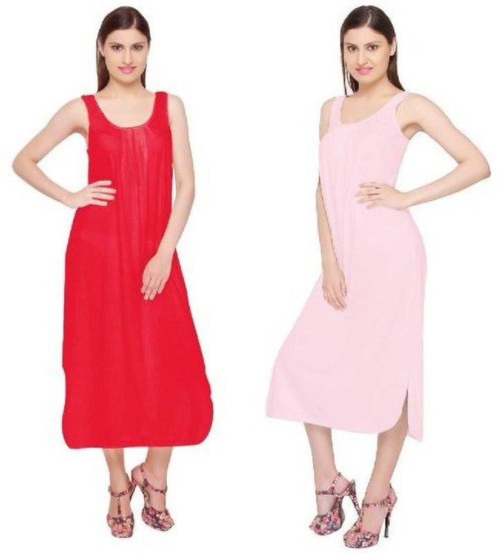 Pack of 2 Women Chemise  (Multicolor)
