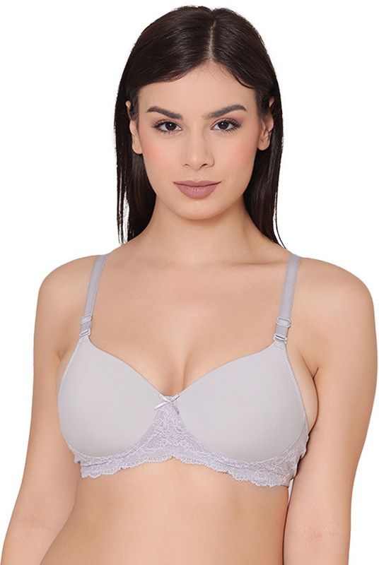 Women T-Shirt Lightly Padded Bra  (Grey)