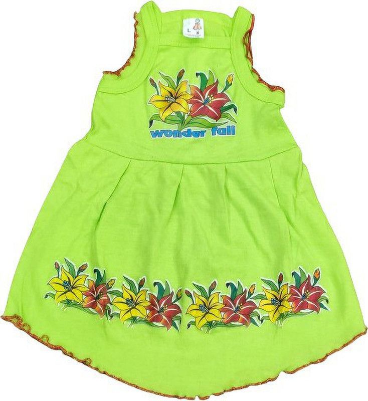 Baby Girls Above Knee Casual Dress  (Green, Sleeveless)