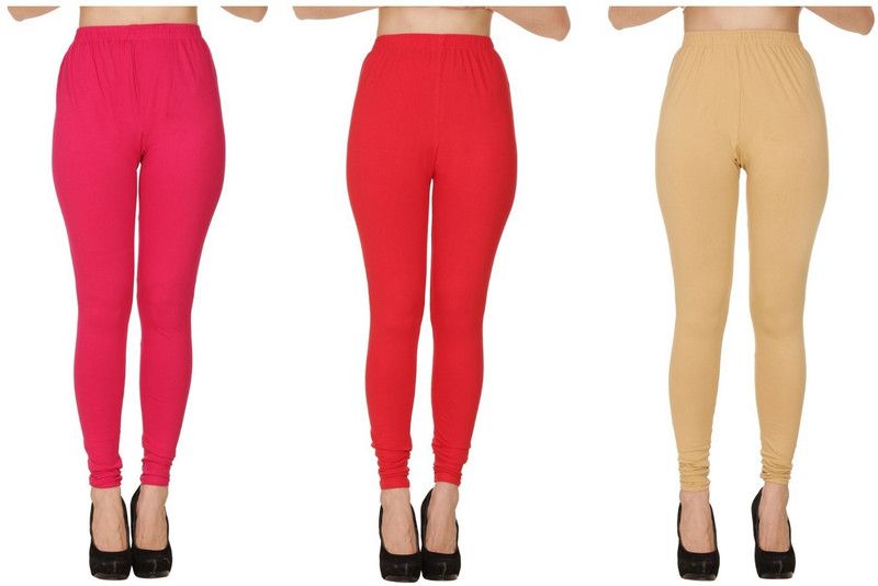 BuyNewTrend Churidar Ethnic Wear Legging  (Pink, Red, Beige, Solid)