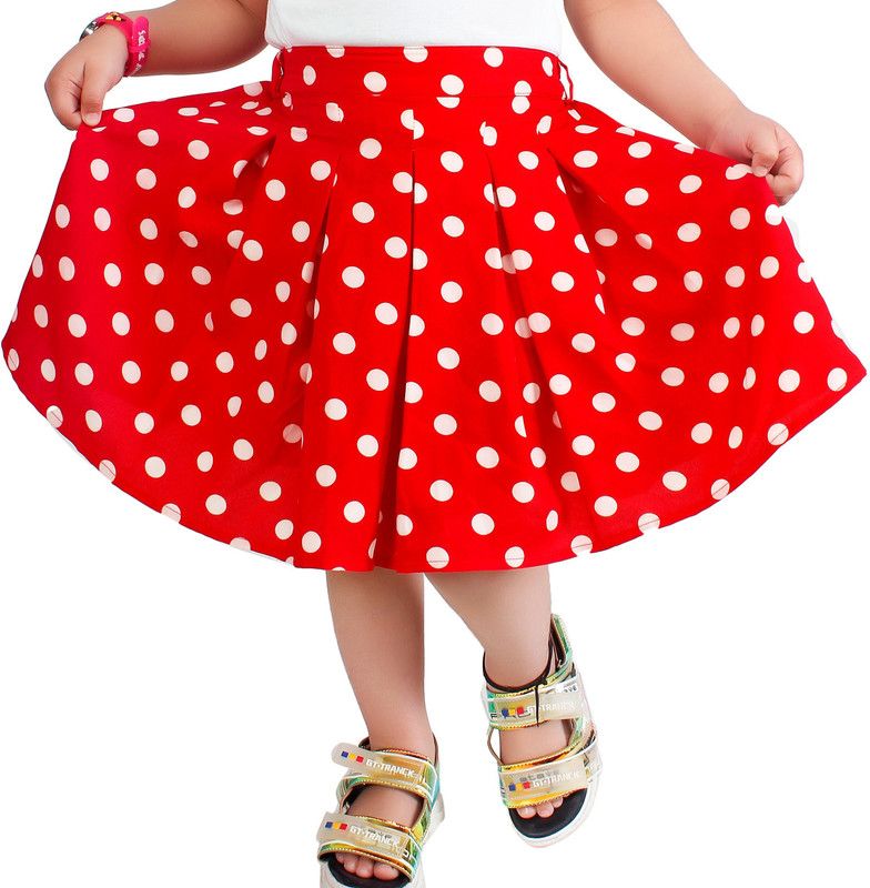Girls Polka Print Regular Red Skirt