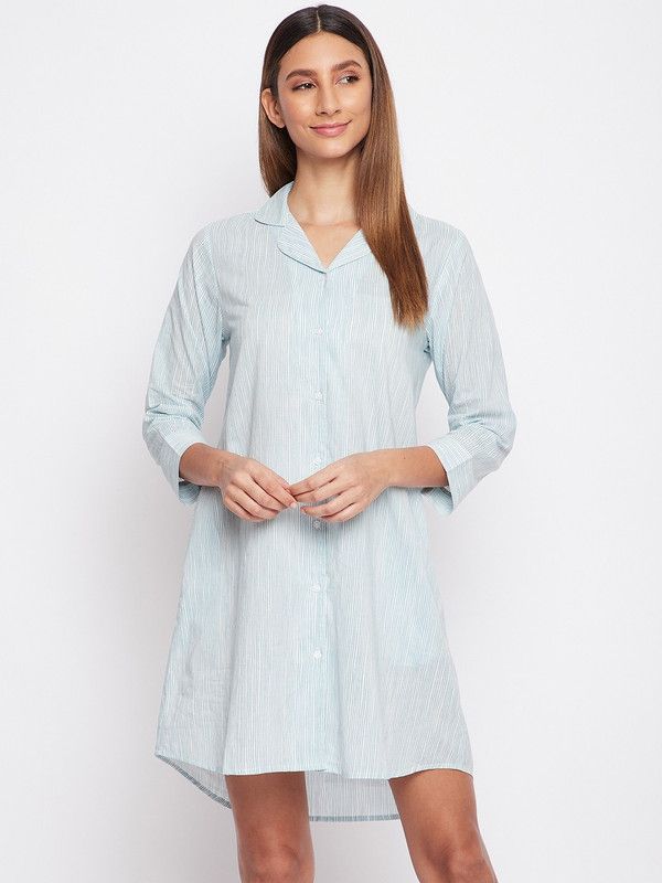 Women Nightshirts  (Light Blue)