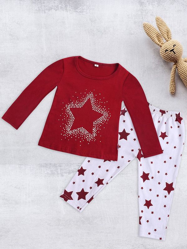Baby Boys & Baby Girls Casual T-shirt Pyjama  (Red)