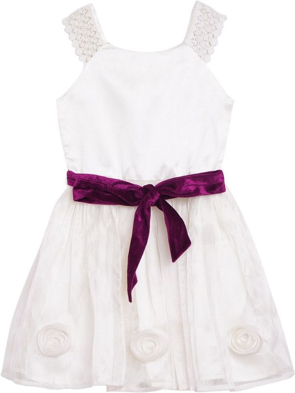 Below Knee Party Dress  (White, 3/4 Sleeve)