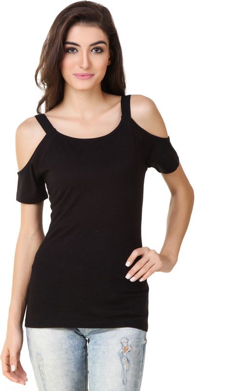 Party Chevron/Zig Zag Women Black Top