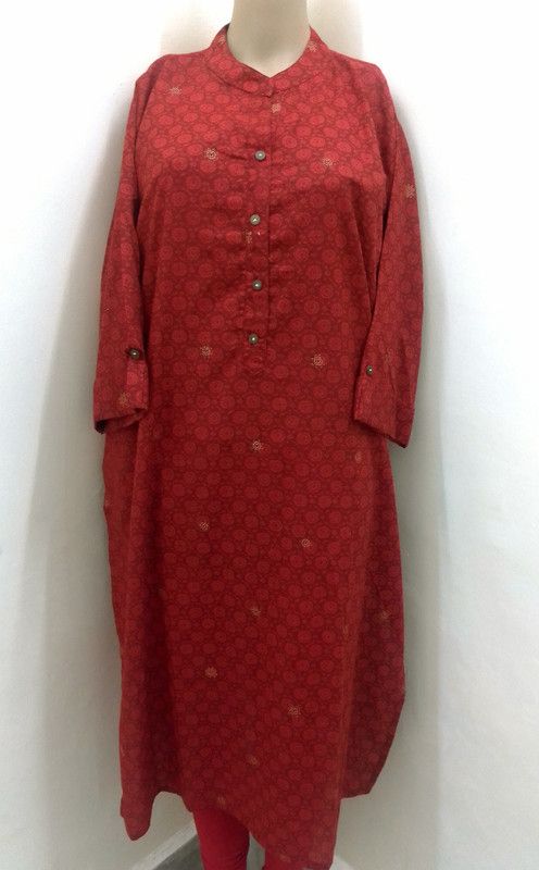 Women Self Design Pure Cotton Straight Kurta  (Pink)