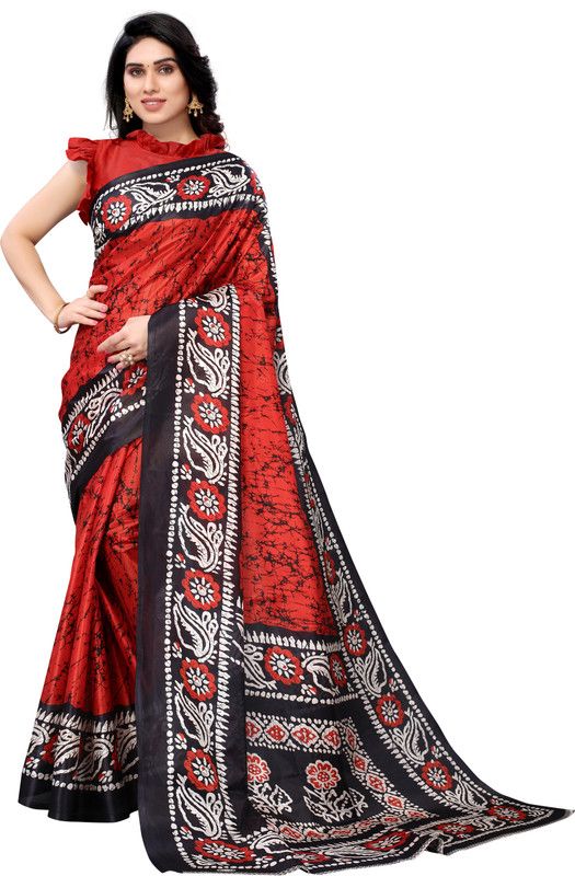 Banarasi Cotton Blend Saree  (Red)