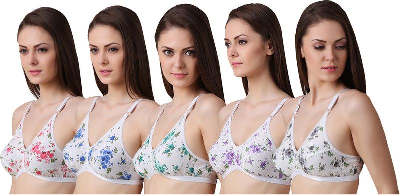 Pack of 5 Women Full Coverage Non Padded Bra  (Purple)