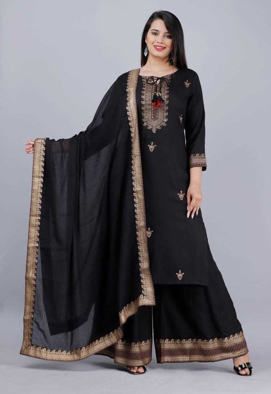 05 Embellished Kurta, Palazzo & Dupatta Set