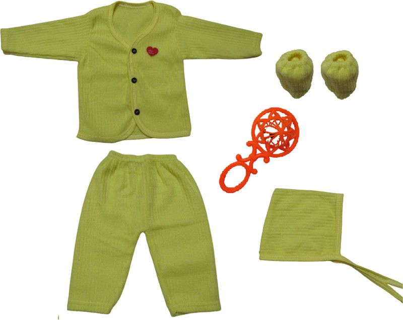 Baby Boys & Baby Girls Party(Festive) Cap Shirt, Pant, Socks, Bib  (Multicolor)