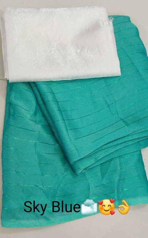 Plain Fashion Chiffon Saree  (Light Blue)