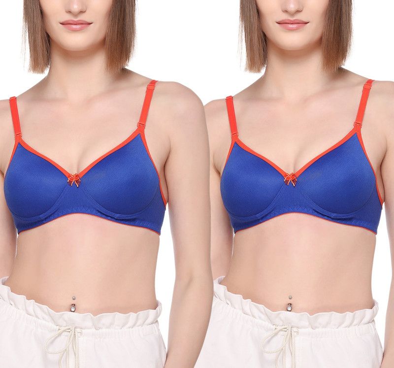 Pack of 2 Women Full Coverage Lightly Padded Bra  (Blue, Blue)