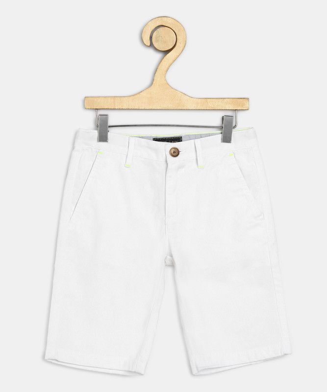Short For Boys Casual Solid Pure Cotton  (White, Pack of 1)